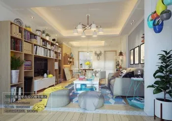 Thiết kế nội thất phòng khách M008 – Nordic style