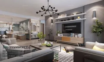 Thiết kế nội thất phòng khách M016 – Nordic style