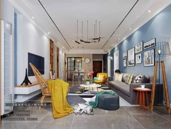 Thiết kế nội thất phòng khách M020 – Nordic style