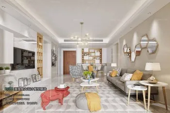 Thiết kế nội thất phòng khách M026 – Nordic style