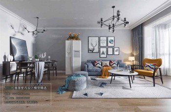 Thiết kế nội thất phòng khách M037 – Nordic style