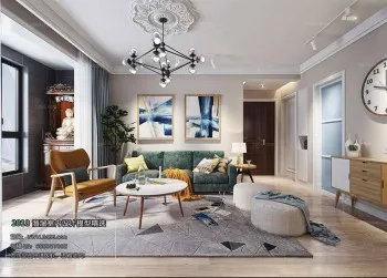 Thiết kế nội thất phòng khách M038 – Nordic style