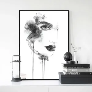 Tranh Scandinavian cô gái, đôi giày, hoa kết hợp chữ