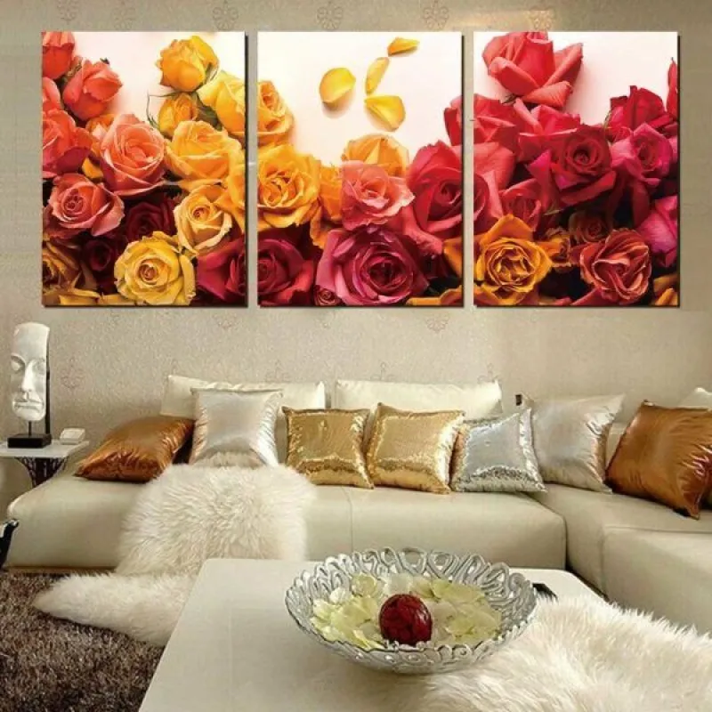 Tranh hoa hồng vàng và đỏ