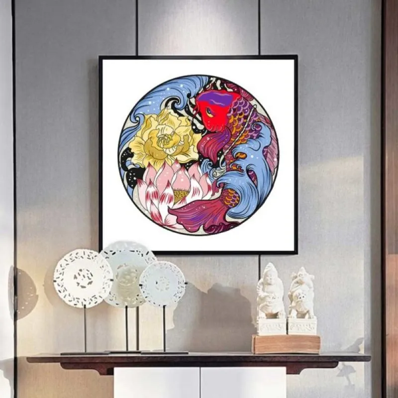 Tranh canvas Lý ngư hóa Long