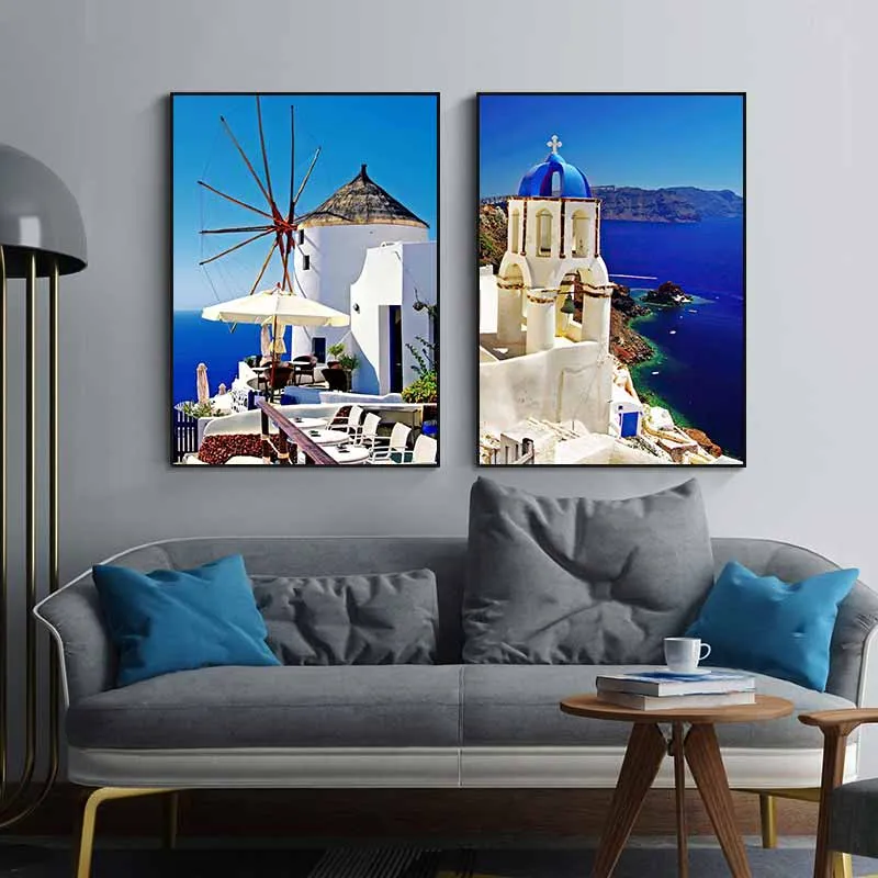 Tranh phong cảnh thành phố biển Santorini - Hy Lạp