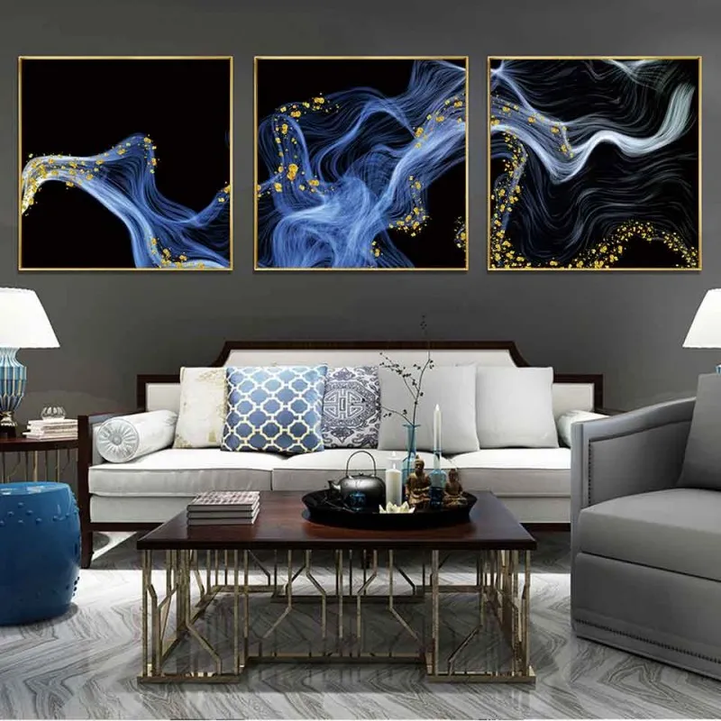 Tranh canvas Scandinavian làn khói trừu tượng khổ ngang