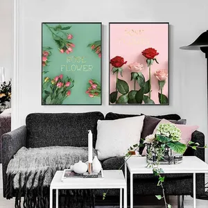 Tranh hoa hồng kết hợp chữ Rose Flower