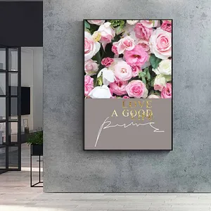 Tranh hoa hồng kết hợp chữ Rose Flower