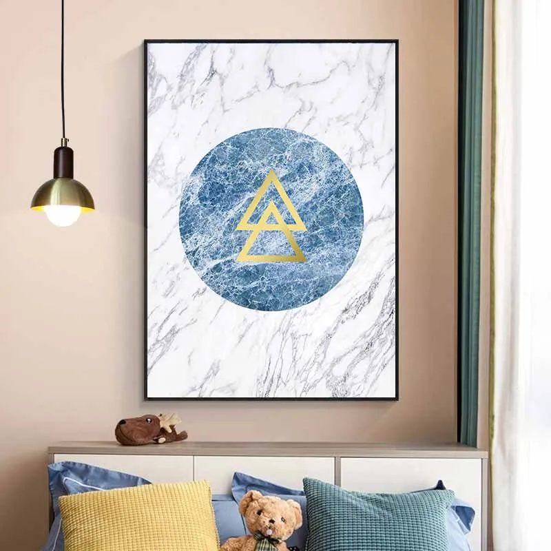 Tranh trừu tượng khối hình học hình tròn, hình tam giác và hình vuông