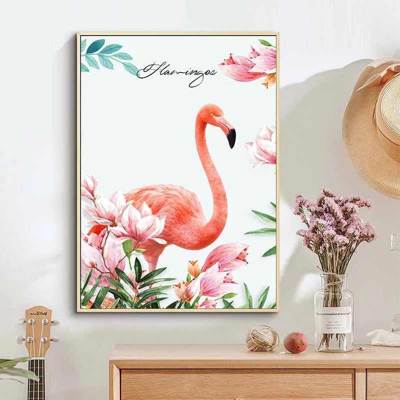 Tranh chim hồng hạc và hoa