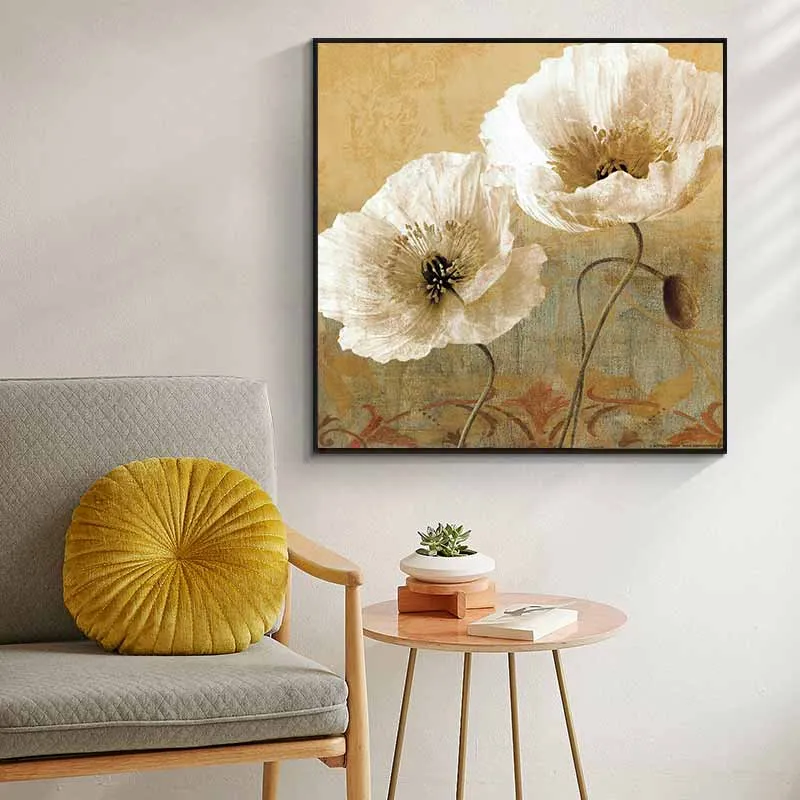 Tranh hoa sao nhái trắng theo phong cách vintage, Retro