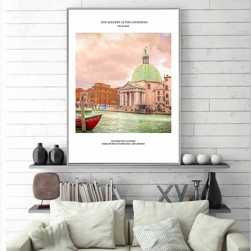 Tranh kiến trúc nhà thờ San Simeone Piccolo, kênh đào Venezia và lâu đài Praha