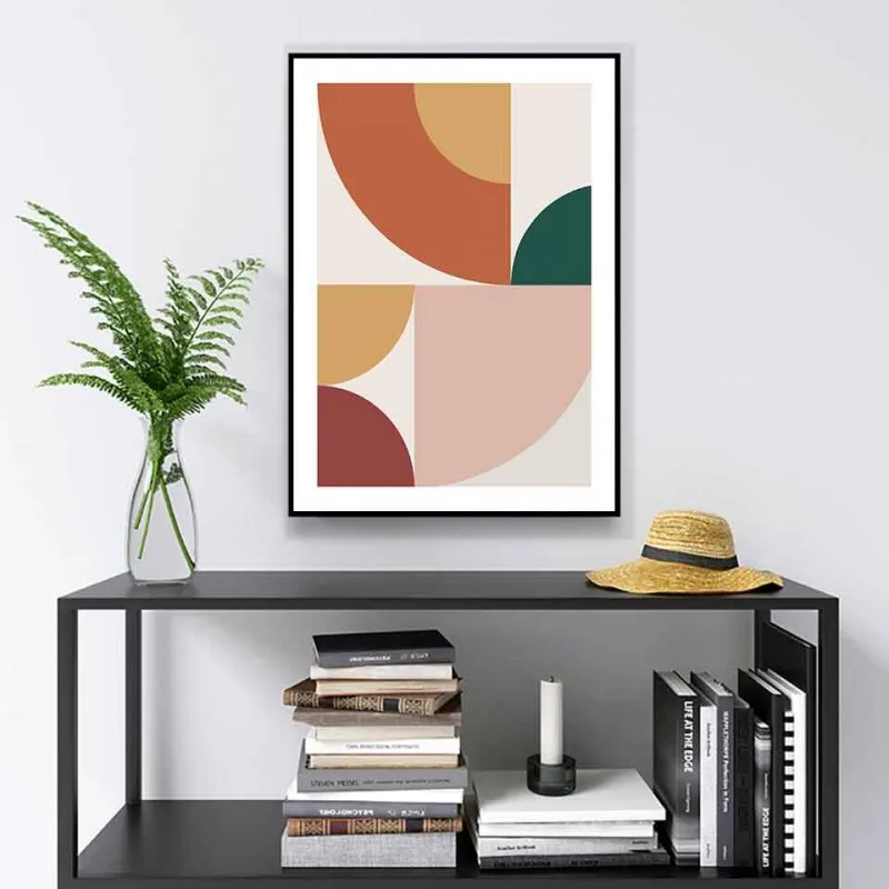 Tranh canvas trừu tượng các khối 1 phần 4 hình tròn