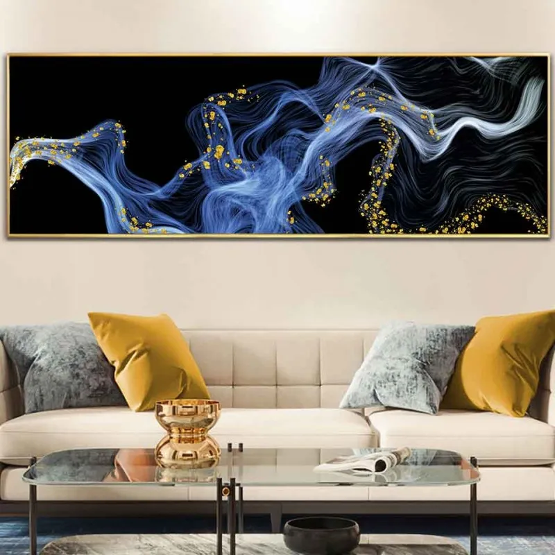 Tranh canvas Scandinavian làn khói trừu tượng khổ ngang