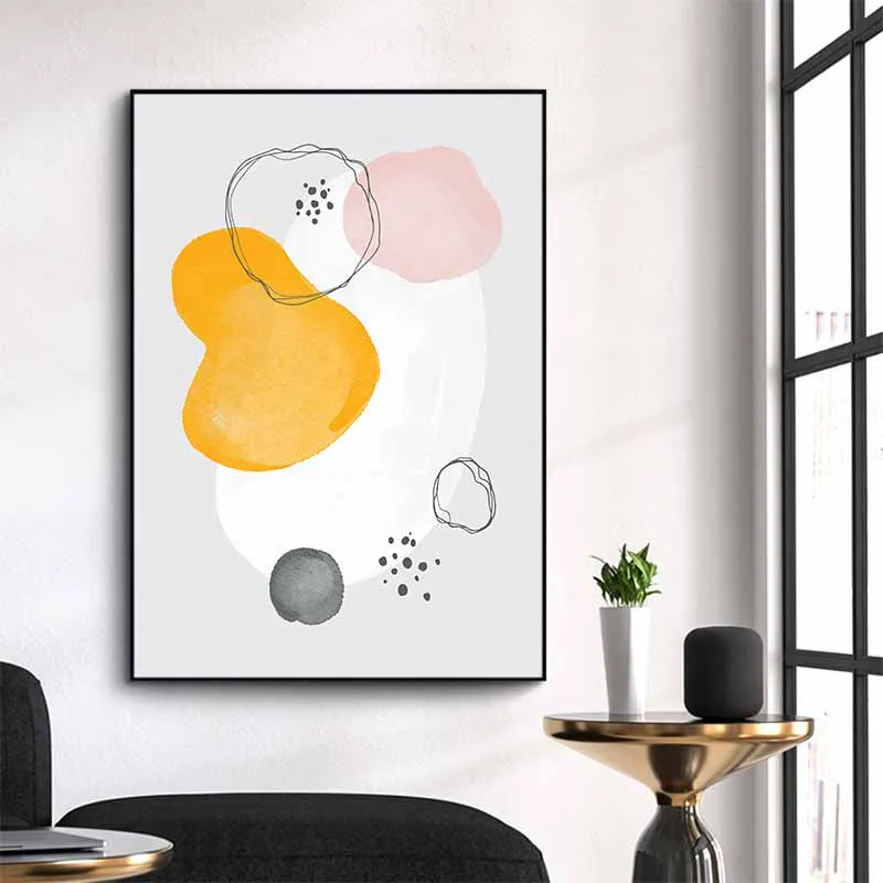 Tranh trừu tượng sắc xám và vàng