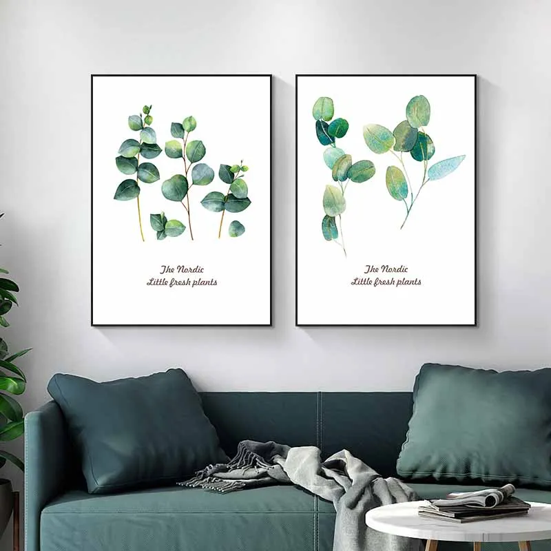 Tranh lá cây nhiệt đới kết hợp chữ The nordic little fresh plants