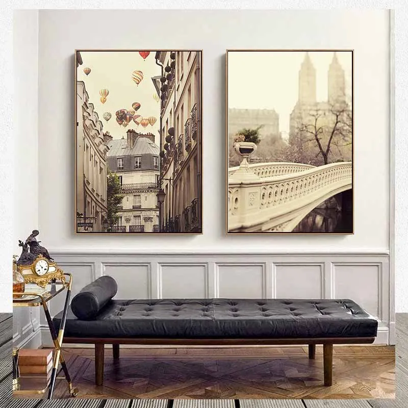 Tranh phong cảnh thành phố Paris, cầu Bow Bridge New York