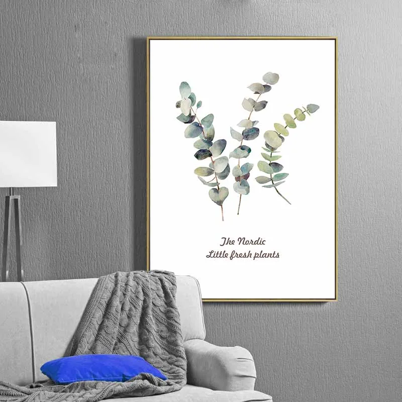 Tranh lá cây nhiệt đới kết hợp chữ The nordic little fresh plants