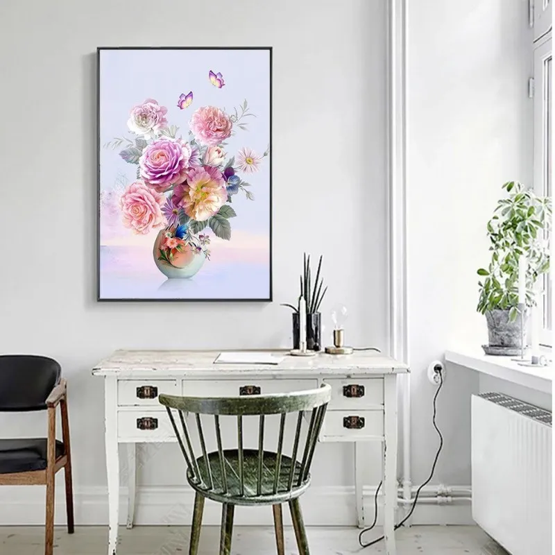 Tranh hoa hồng và hoa cúc