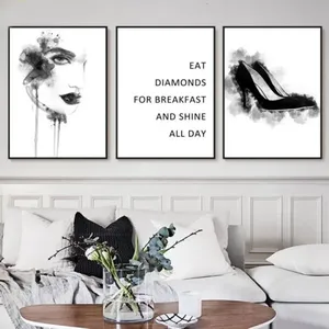 Tranh Scandinavian cô gái, đôi giày, hoa kết hợp chữ