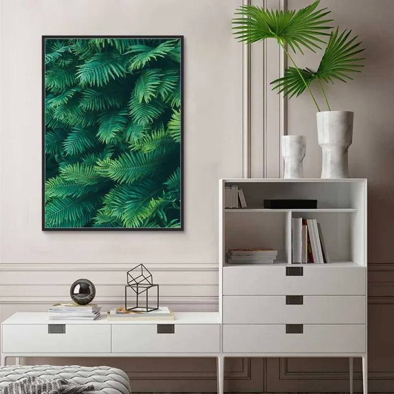 Tranh lá cây nhiệt đới, lá dương xỉ