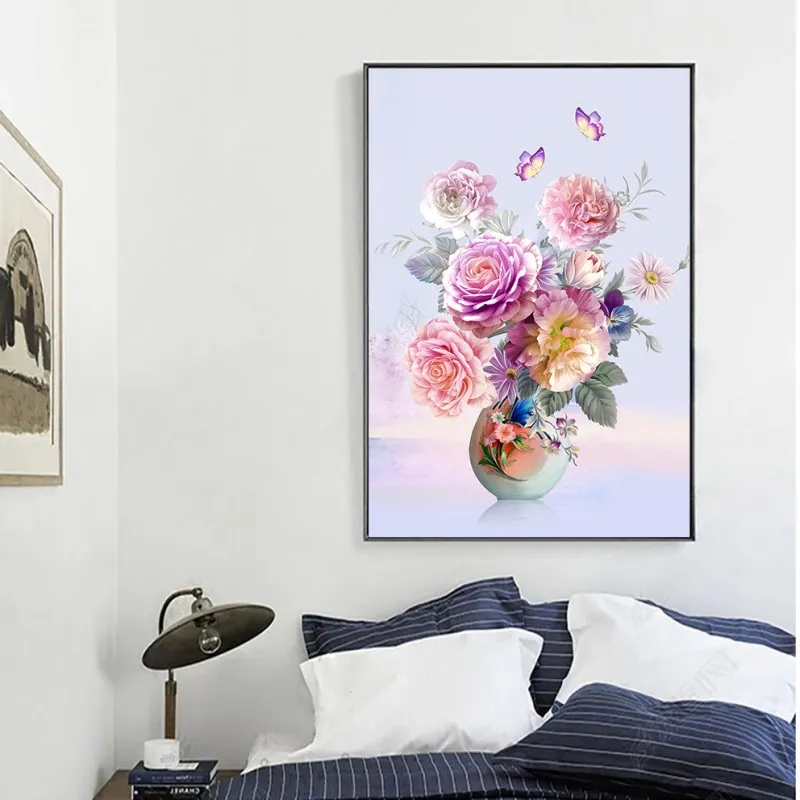 Tranh hoa hồng và hoa cúc