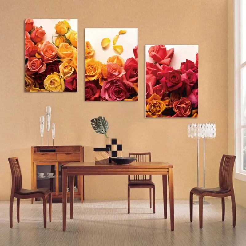 Tranh hoa hồng vàng và đỏ