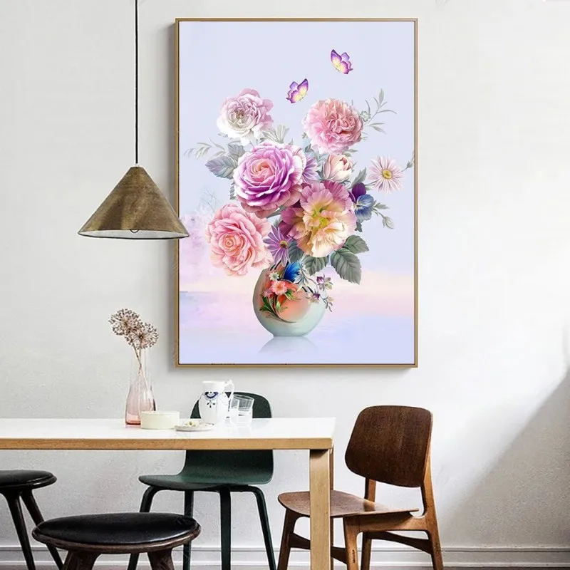 Tranh hoa hồng và hoa cúc