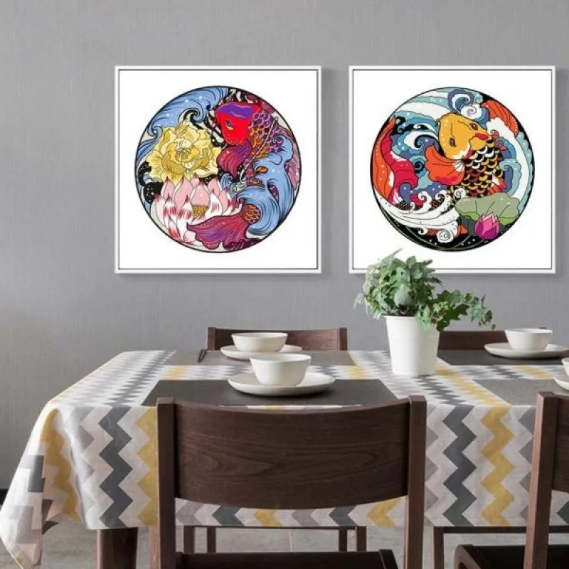 Tranh canvas Lý ngư hóa Long