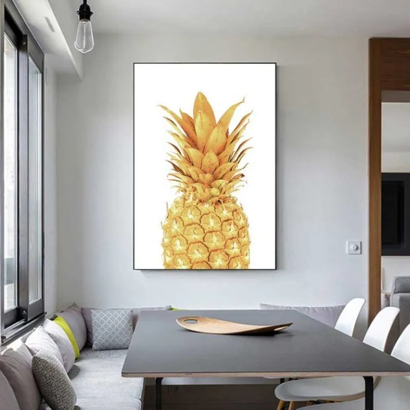Tranh canvas Scandinavian quả dứa vàng kết hợp chữ