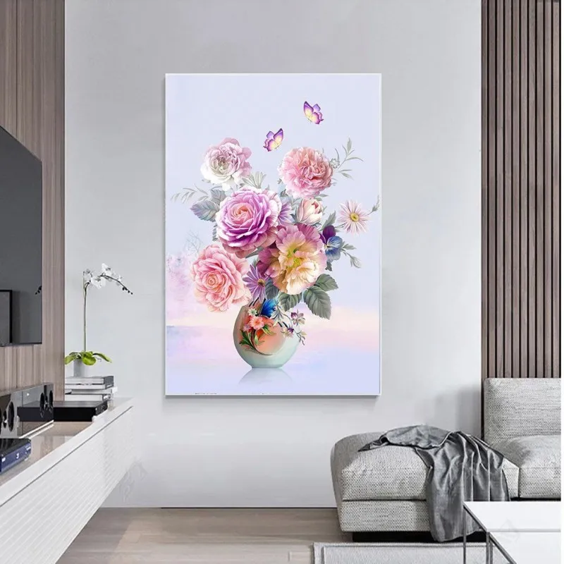 Tranh hoa hồng và hoa cúc