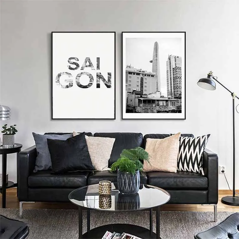 Tranh phong cảnh cầu Phú Mỹ và tòa nhà Bitexco