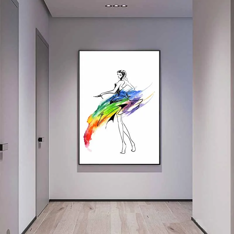 Tranh các cô gái vũ công với các đường nét đơn giản