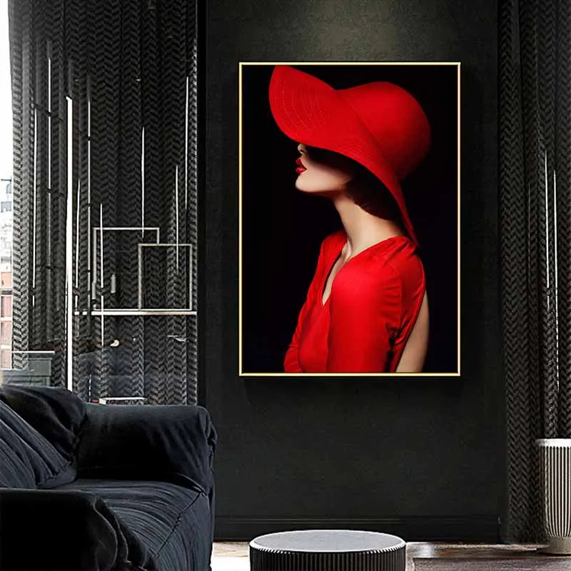 Tranh cô gái đội mũ vành