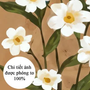 Bộ 3 Tranh Canvas Hoa Trắng Tối Giản và Nghệ Thuật Mondrian Cho Phòng Khách Hiện Đại