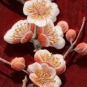 Cành Đào Trên Nền Đỏ Cổ Điển