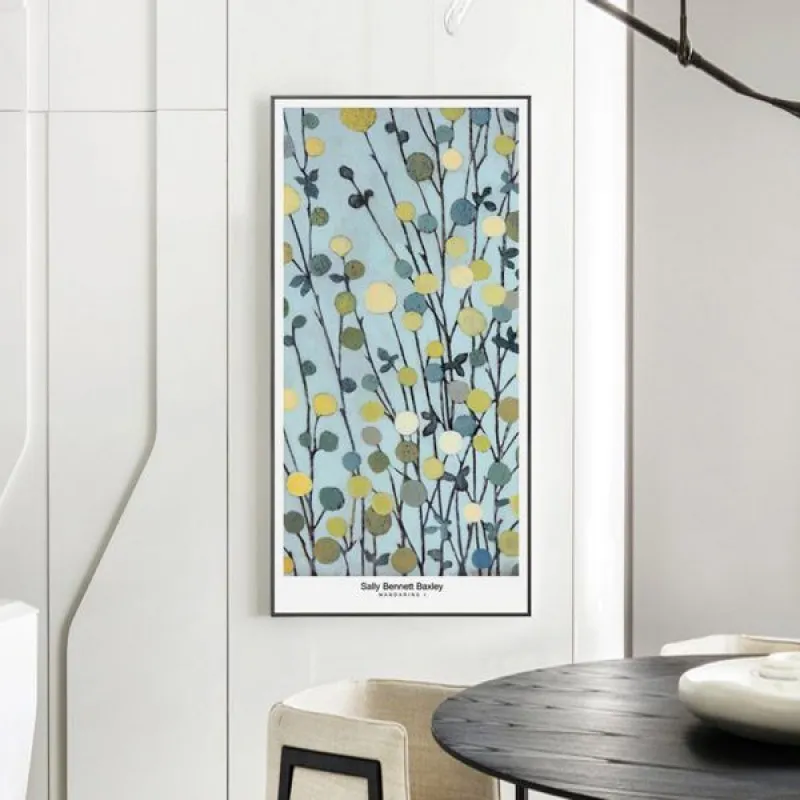 Tranh trừu tượng cây và lá là những chấm tròn nhiều màu sắc