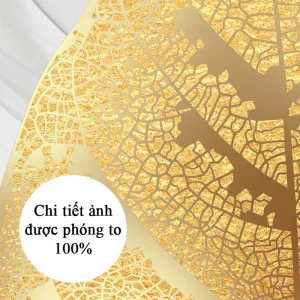 Tranh Canvas Bộ 3 Tấm Nghệ Thuật Trừu Tượng Lá Cây Và Lá Rẻ Quạt Vàng Kim Hiện Đại