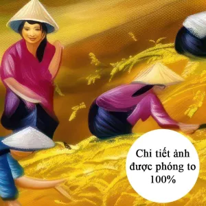 Tranh Canvas Đồng Quê Mùa Gặt Lúa Chín Vàng – Mang Bình Yên Vào Không Gian Sống