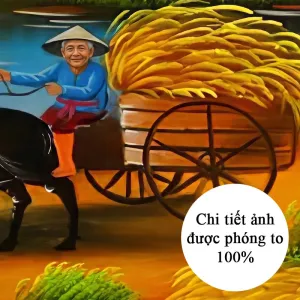 Tranh Canvas Phong Cảnh Đồng Quê Mùa Lúa Chín Vàng Bình Yên