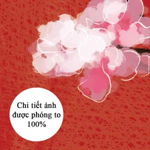 Tranh Canvas Tĩnh Vật Bình Hoa Đào Nền Đỏ May Mắn
