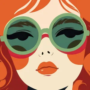 Tranh Canvas chân dung Pop Art cô gái tóc cam với kính mát thời trang