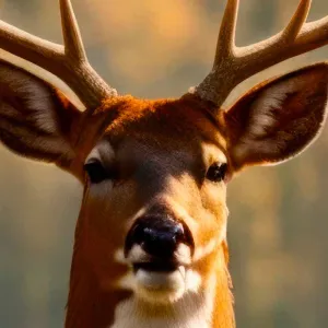 Tranh In Canvas Phong Cảnh Hươu Vàng Bên Hồ Rừng Thu Bình Yên