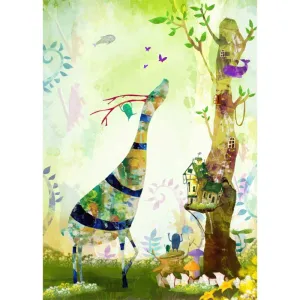 Tranh In Canvas Hươu Đa Sắc Trong Khu Rừng Thần Tiên mộng mơ