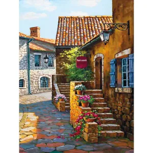 Tranh Bộ 2 Tấm In Canvas Phong Cảnh Góc Phố Châu Âu Cổ Điển