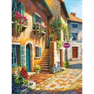 Tranh Bộ 2 Tấm In Canvas Phong Cảnh Góc Phố Châu Âu Cổ Điển