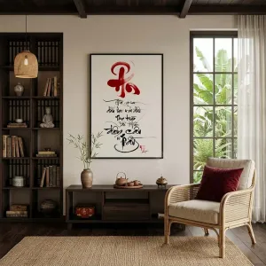 Bộ 2 Tranh Canvas Thư Pháp Nghệ Thuật: "Chữ Ân" và "Chữ Nhẫn"