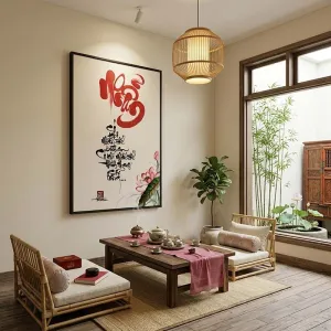 Bộ 2 Tranh Canvas Thư Pháp Nghệ Thuật: "Chữ Ân" và "Chữ Nhẫn"