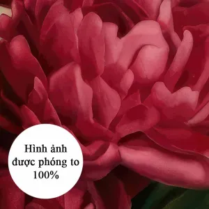 Tranh Canvas Tĩnh Vật Bình Hoa Mẫu Đơn Đỏ Cổ Điển Nghệ Thuật